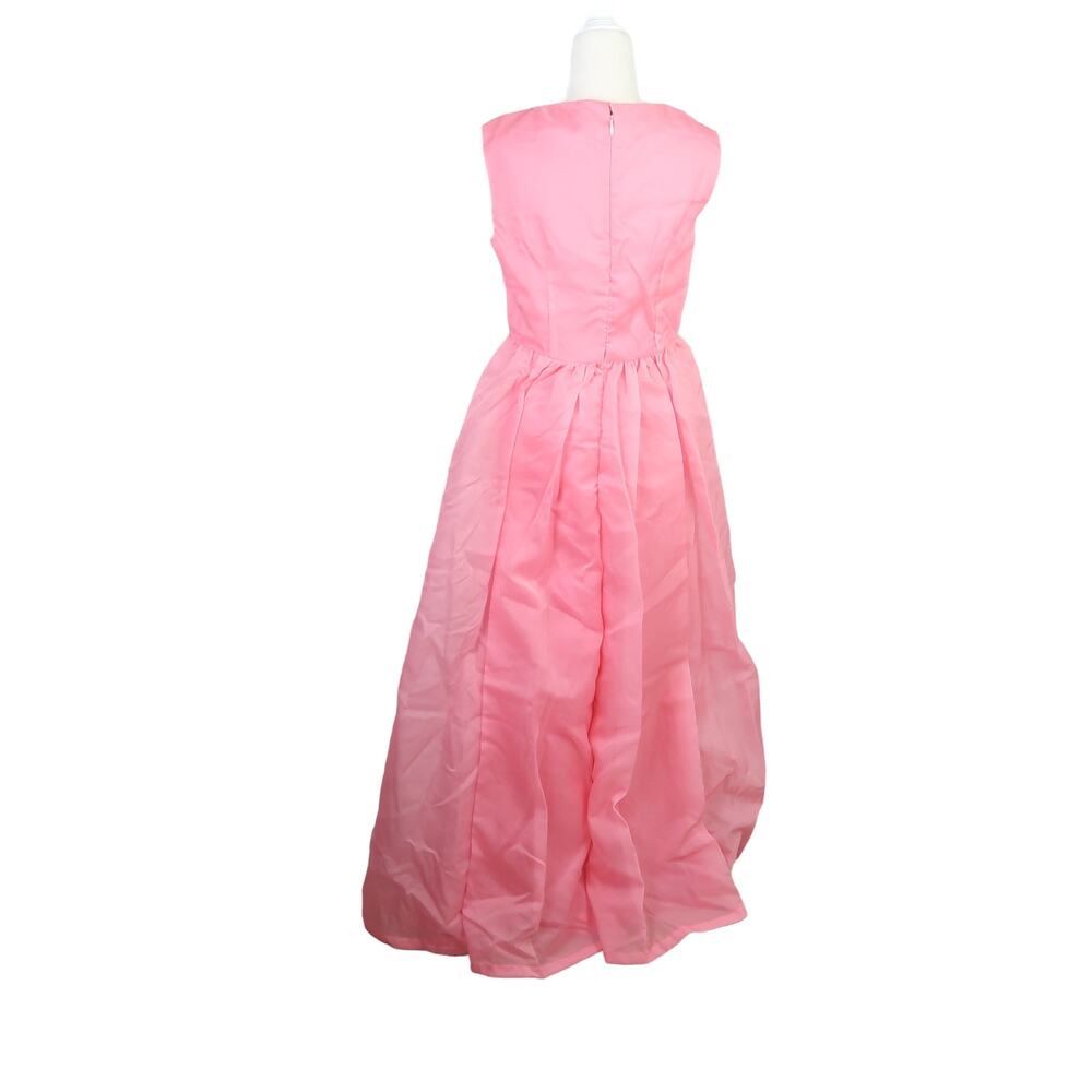 Vintage 60s pink taffeta white sequin long formal gown dress S - Picture 4 of 4